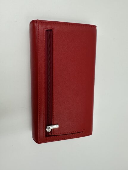 Дамски портфейл от естествена кожа в червено MD Style