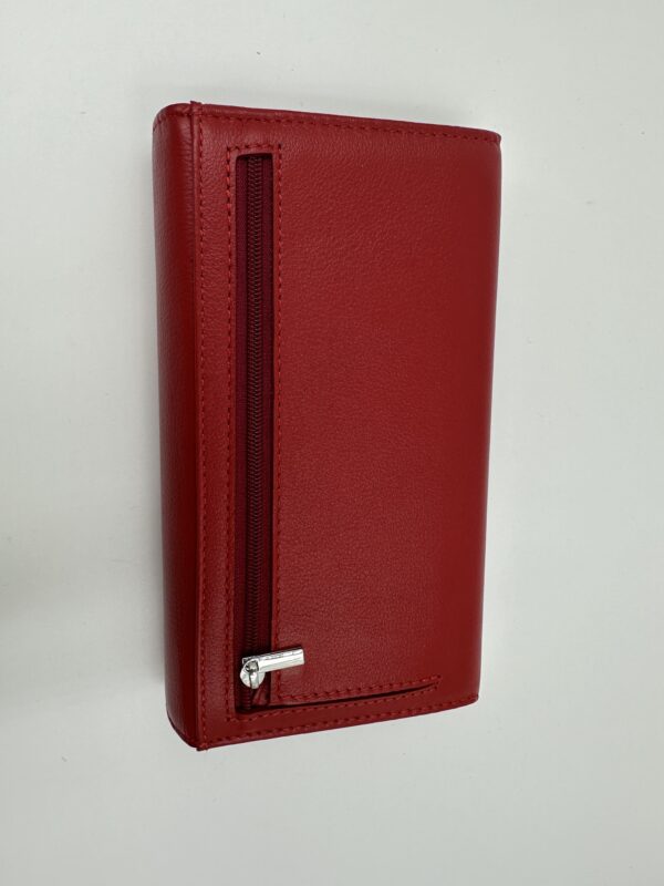 Дамски портфейл от естествена кожа в червено MD Style