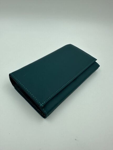 Дамски портфейл от естествена кожа в син цвят - J016