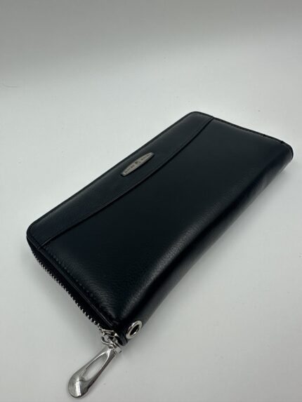 Дамски портфейл от естествена кожа в черно с цип MD Style