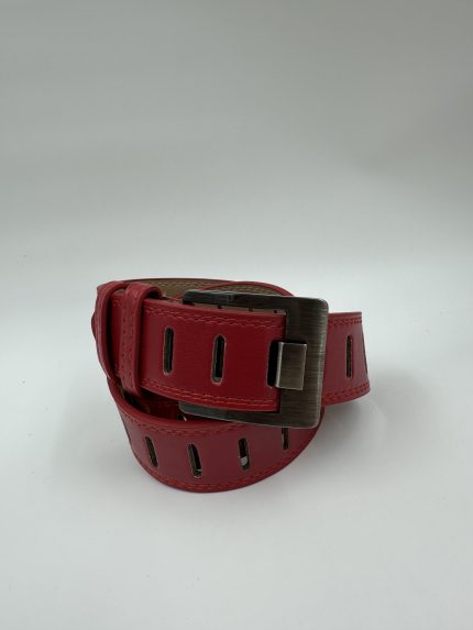 Дамски колан от еко кожа червен 110 см MD Style