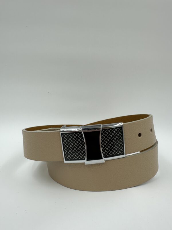 Мъжки колан от естествена кожа, бежов MD Style