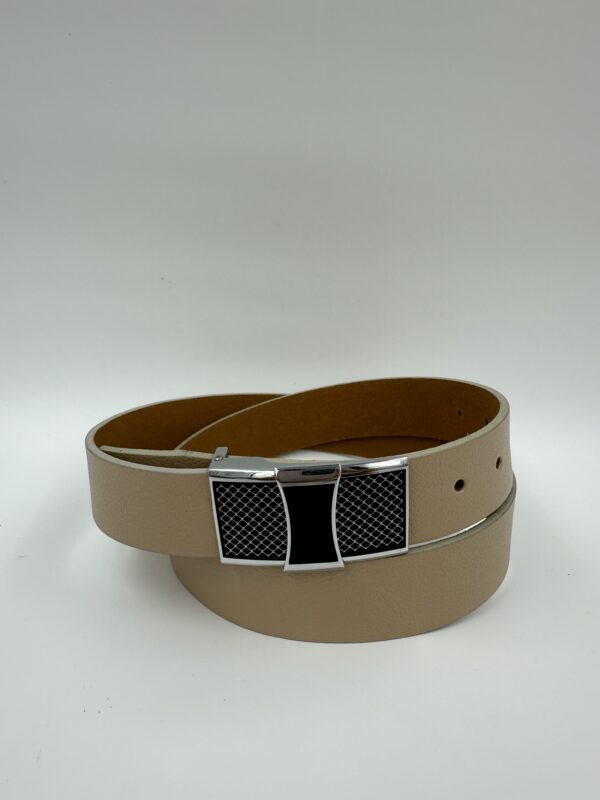 Мъжки колан от естествена кожа, бежов MD Style