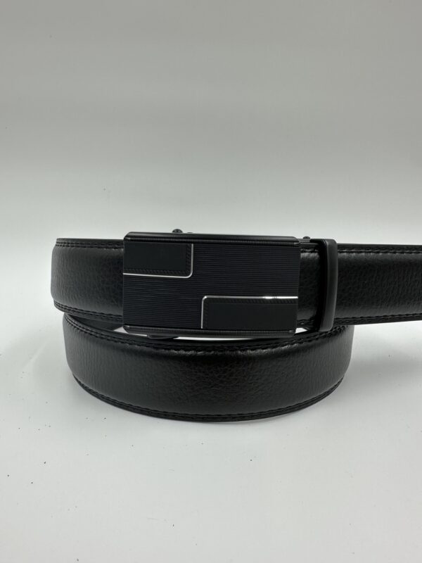 Мъжки колан от еко кожа с автоматично закопчаване, черен MD Style