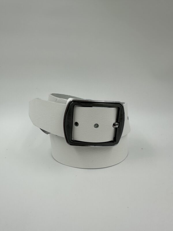 Мъжки колан от естествена кожа, бял MD Style