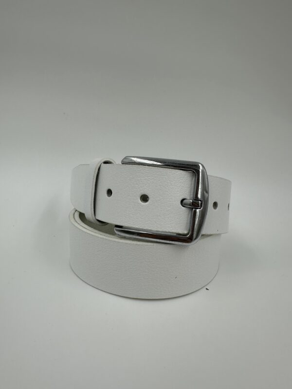 Мъжки колан от естествена кожа, бял MD Style