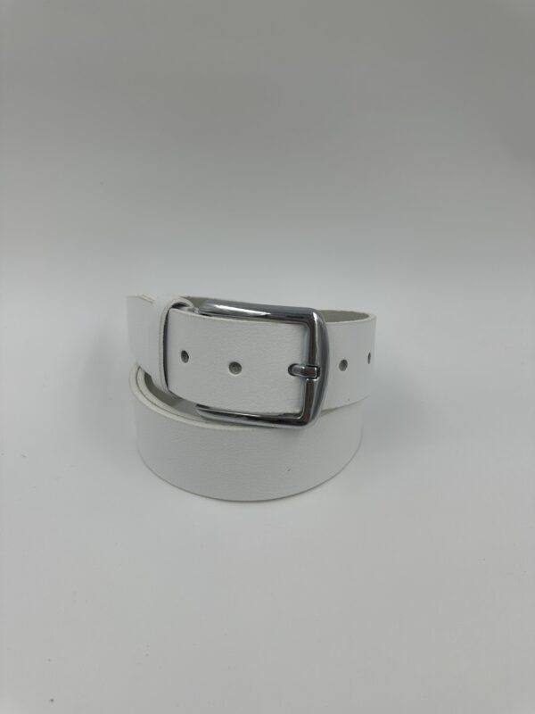 Мъжки колан от естествена кожа, бял MD Style