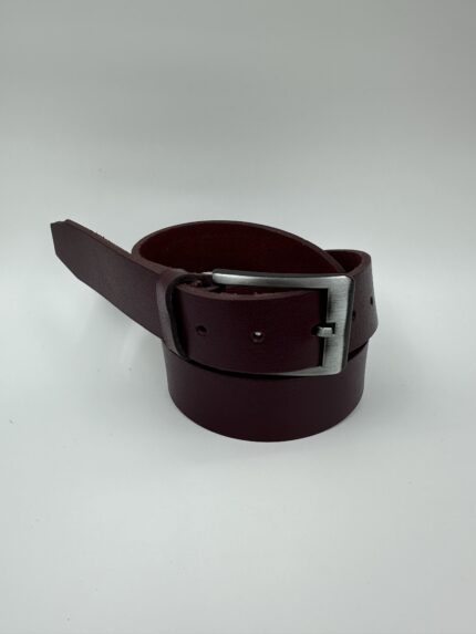 Мъжки колан от естествена кожа, бордо MD Style