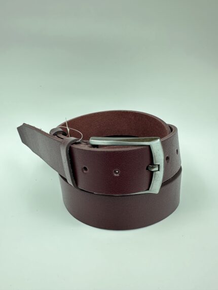 Мъжки колан от естествена кожа, бордо MD Style