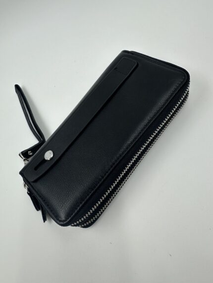 Мъжки портфейл от естествена кожа черен с цип MD Style