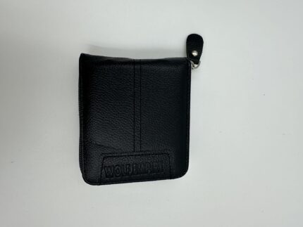 Мъжки портфейл от естествена кожа черен цип