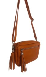 Дамска кросбоди чанта от естествена кожа в оранжев цвят – код: MD0005 MD Style