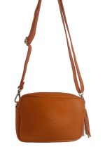 Дамска кросбоди чанта от естествена кожа в оранжев цвят – код: MD0005 MD Style