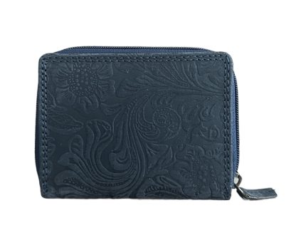 Дамски портфейл от естествена кожа в тъмно син цвят с принт – код: – MDW0005 MD Style