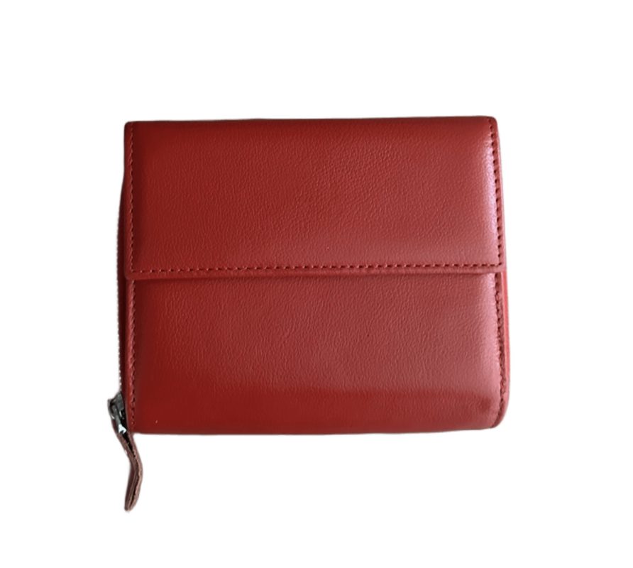 Дамски портфейл от естествена кожа в червен цвят – код: MDW998 MD Style