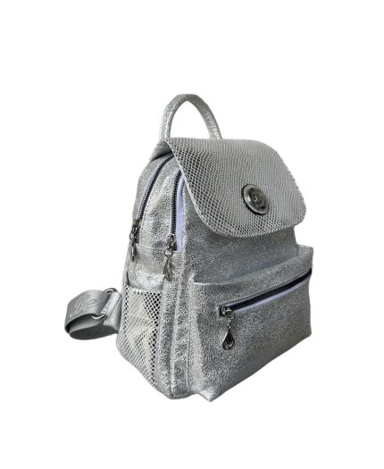 Дамска раница от висококачествена еко кожа Berlina в сребрист цвят – код: BRN03 MD Style