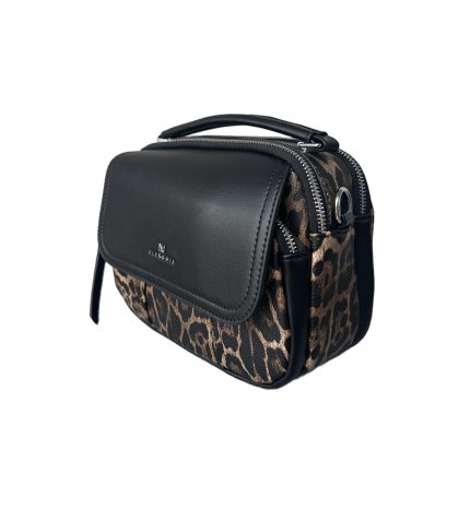 Дамска чанта от еко кожа в черен цвят с леопардов принт Alex & Mia – код: СD8198 MD Style