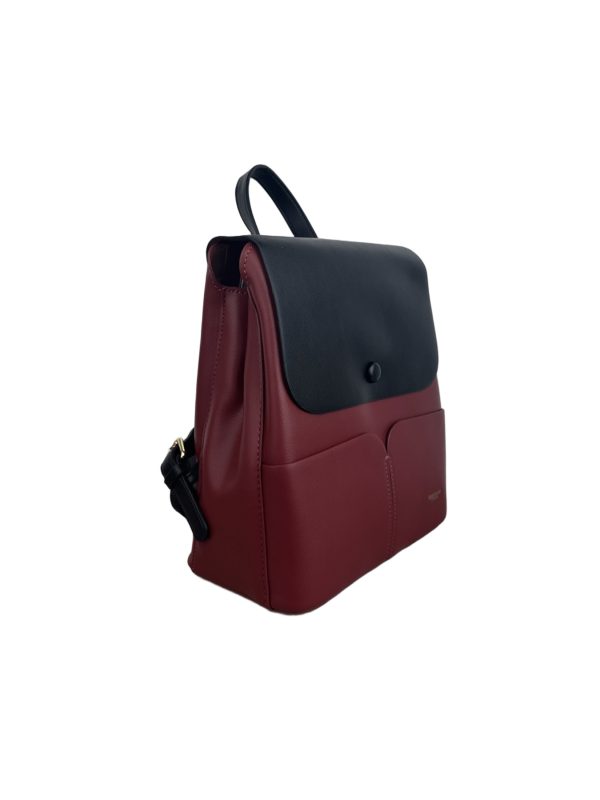 Дамска раница от висококачествена еко кожа в цвят червен/черен- код: 2528-3 MD Style