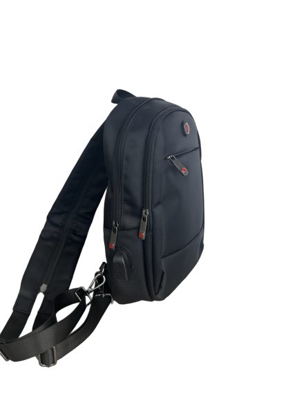 Мъжка еднорамка/раничка от текстил в черен цвят – код: 17582 MD Style