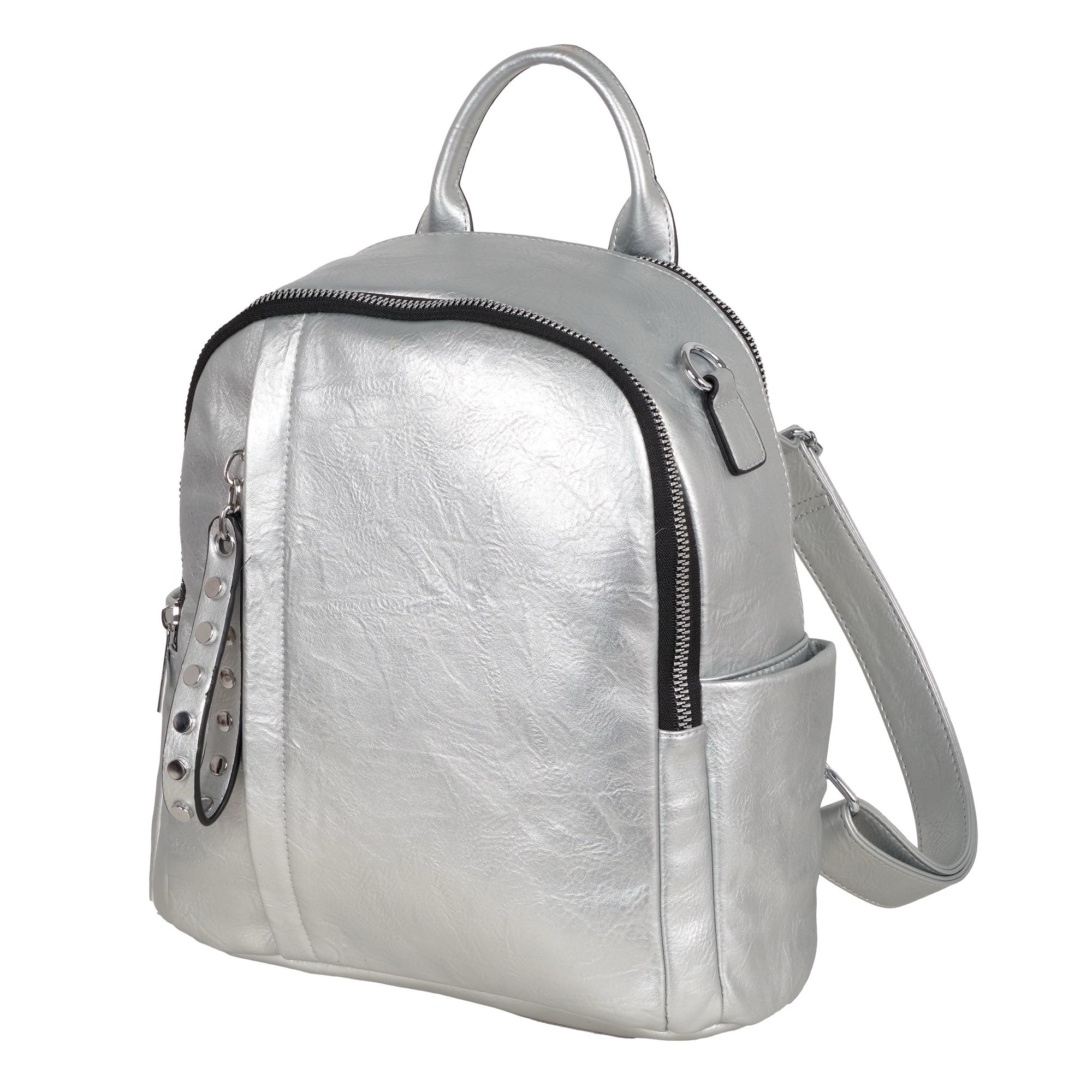 Дамска раница от еко кожа в сребрист цвят – код: S0021 Дамска раница от еко кожа в сребрист цвят – код: S0021 MD Style