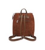 Дамска раница от висококачествена велурена еко кожа Regina Schrecker в кафяв цвят – код: RS6052 MD Style