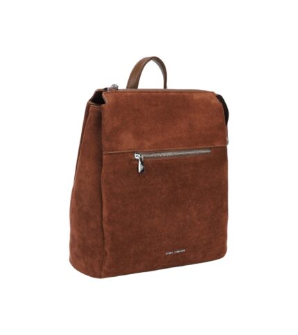 Дамска раница от висококачествена велурена еко кожа Regina Schrecker в кафяв цвят – код: RS6052 MD Style