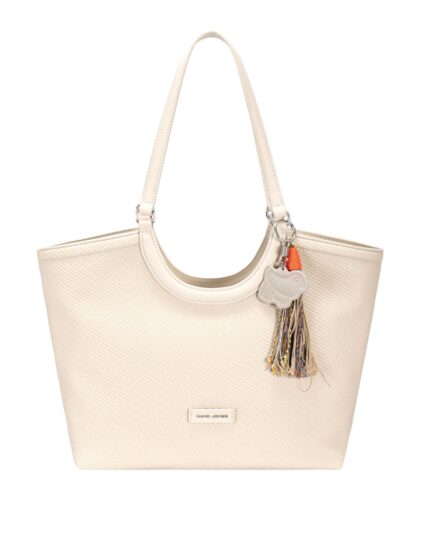 Дамска чанта от висококачествена еко кожа David Jones в бежов цвят – код: СМ8380-2 MD Style