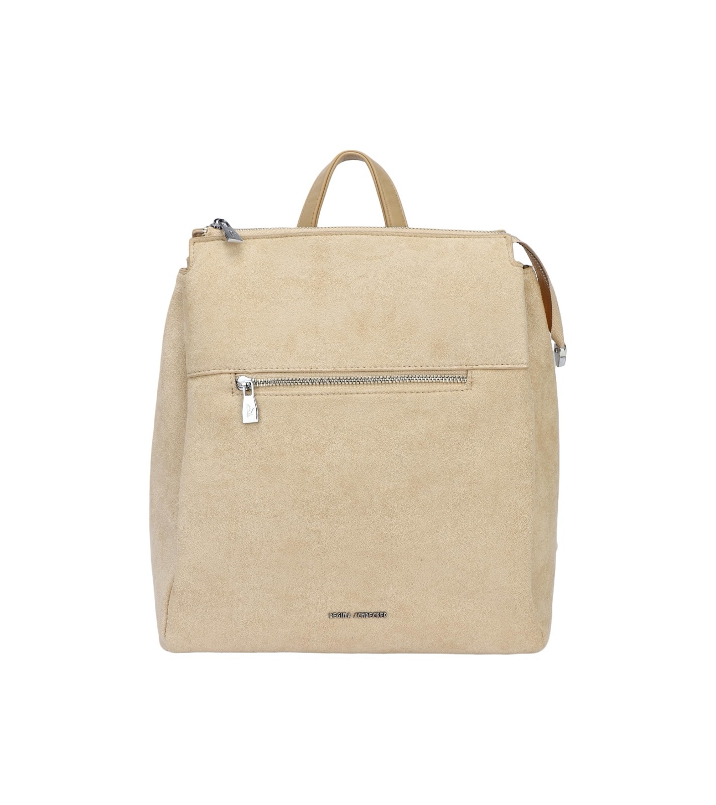 Дамска раница от висококачествена велурена еко кожа Regina Schrecker в бежов цвят – код: RS6052-2 Дамска раница от висококачествена велурена еко кожа Regina Schrecker в бежов цвят – код: RS6052-2 MD Style