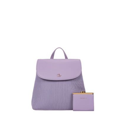 Дамска раница от висококачествена еко кожа Chrisbella + портмоненце в лилав цвят – код: CB2504-3-3 MD Style