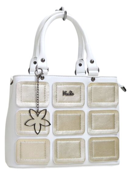 Дамска чанта от еко кожа „Vedis“ в бял цвят със златист акцент – код: 3510 MD Style