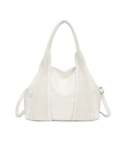 Дамска чанта от висококачествена еко кожа в бял цвят - код: MC631-2