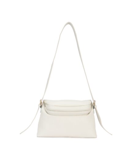 Дамска кросбоди чанта от висококачествена еко кожа в бял цвят - код: MC611-2