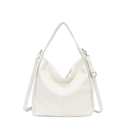 Дамска чанта тип торба от висококачествена еко кожа в бял цвят – код: MC630-1 MD Style