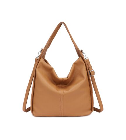 Дамска чанта тип торба от висококачествена еко кожа в кафяв цвят - код: MC630-5