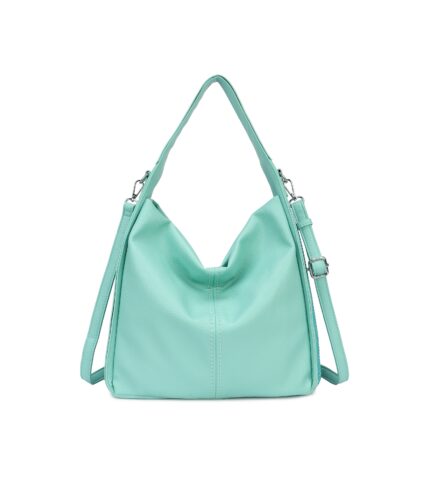 Дамска чанта тип торба от висококачествена еко кожа в синьо-зелен цвят – код: MC630-4 MD Style