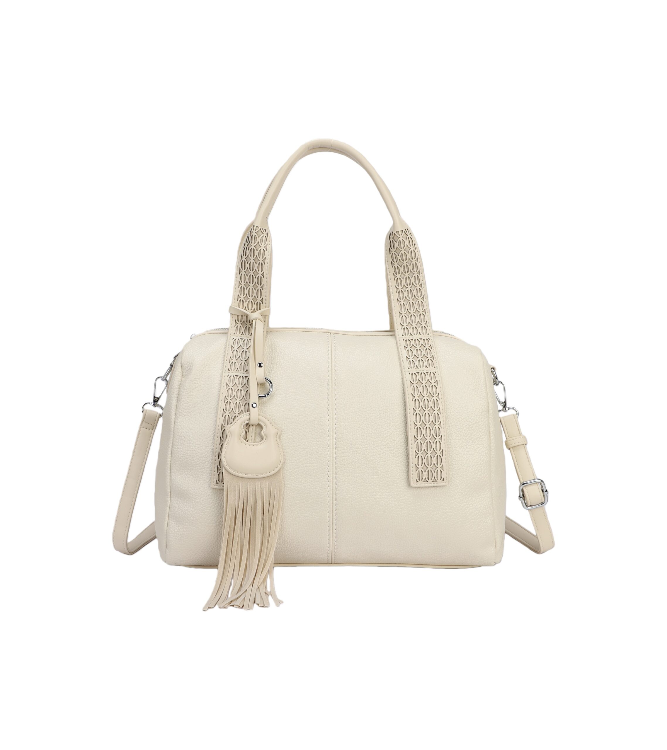 Дамска чанта от висококачествена еко кожа в цвят мръсно бяло – код: MC668-6 Дамска чанта от висококачествена еко кожа в цвят мръсно бяло – код: MC668-6 MD Style