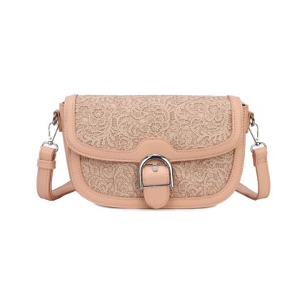 Дамска кросбоди чанта от висококачествена еко кожа в розов цвят - код: MC653
