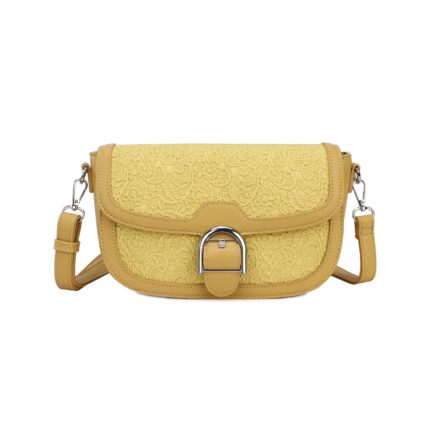 Дамска кросбоди чанта от висококачествена еко кожа в жълт цвят - код: MC653-4