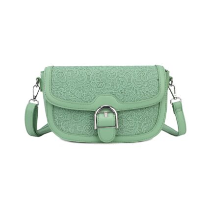 Дамска кросбоди чанта от висококачествена еко кожа в зелен цвят - код: MC653-5