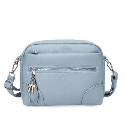 Дамска кросбоди чанта от висококачествена еко кожа в син цвят - код: MC710-4
