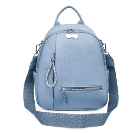 Дамска раница от висококачествена еко кожа в син цвят - код: MC750-1