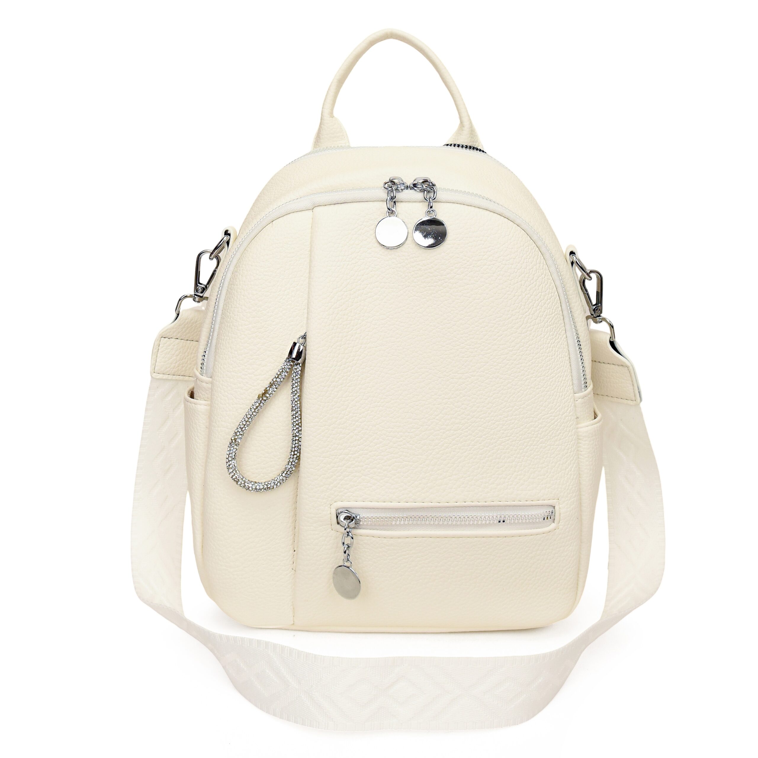 Дамска раница от висококачествена еко кожа в бял цвят – код: MC750-3 Дамска раница от висококачествена еко кожа в бял цвят – код: MC750-3 MD Style