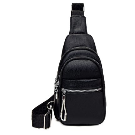 Дамска еднорамка от висококачествена еко кожа в черен цвят - код: MC716-7