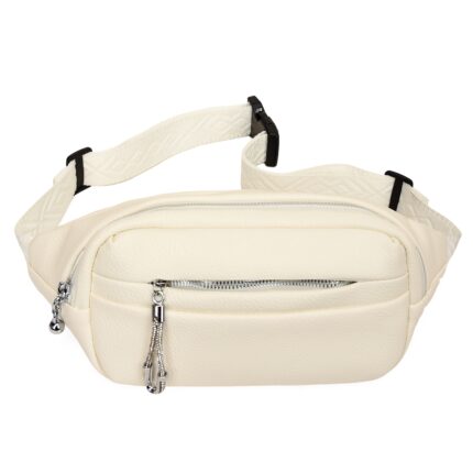 Дамска чанта за кръста / паласка от висококачествена еко кожа в бял цвят – код: MC715-1 MD Style