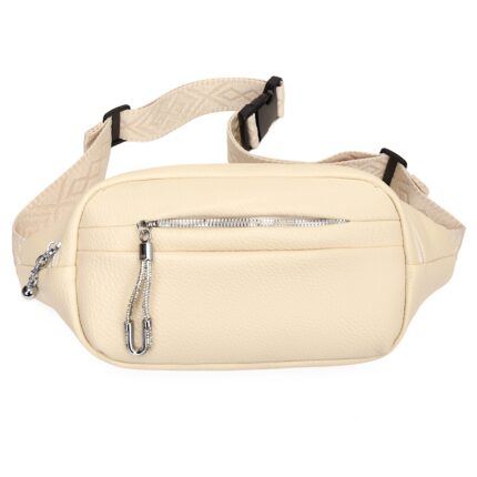 Дамска чанта за кръста / паласка от висококачествена еко кожа в бежов цвят – код: MC715 MD Style