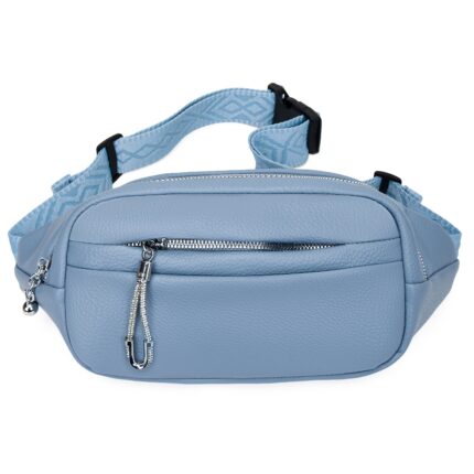 Дамска чанта за кръста / паласка от висококачествена еко кожа в син цвят – код: MC715-3 MD Style