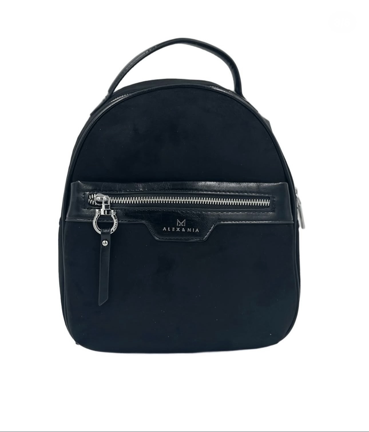 Дамска раничка от велурена еко кожа Alex Mia в черен цвят – код: 8829-1 Дамска раничка от велурена еко кожа Alex Mia в черен цвят – код: 8829-1 MD Style