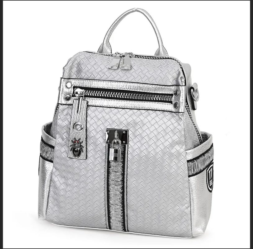 Дамска раница от висококачествена еко кожа в сребрист цвят – код: 139 MD Style