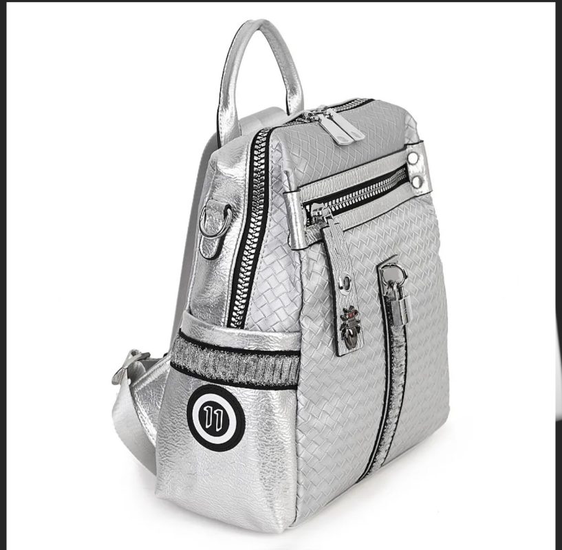 Дамска раница от висококачествена еко кожа в сребрист цвят – код: 139 MD Style