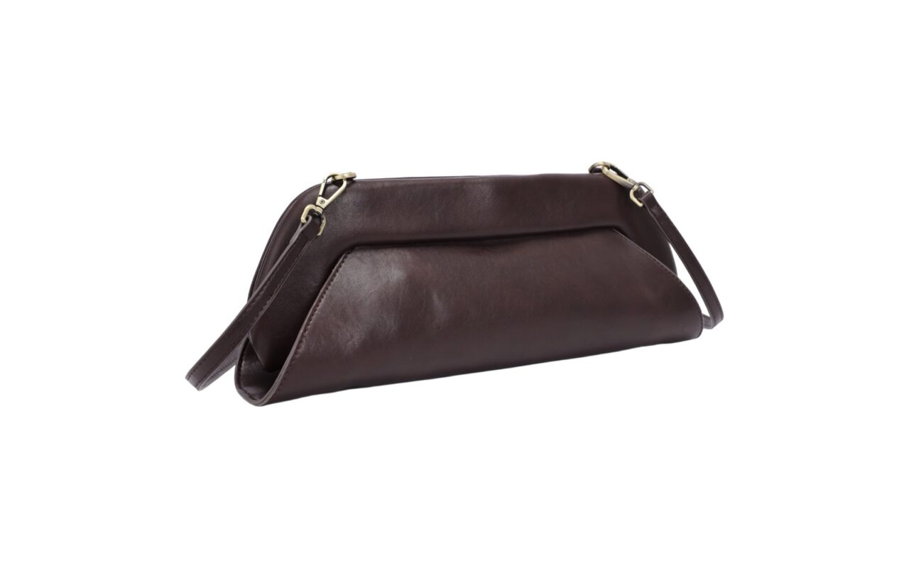 Дамска чанта/клъч от висококачествена еко кожа в цвят шоколад – код: PH6374-2 MD Style